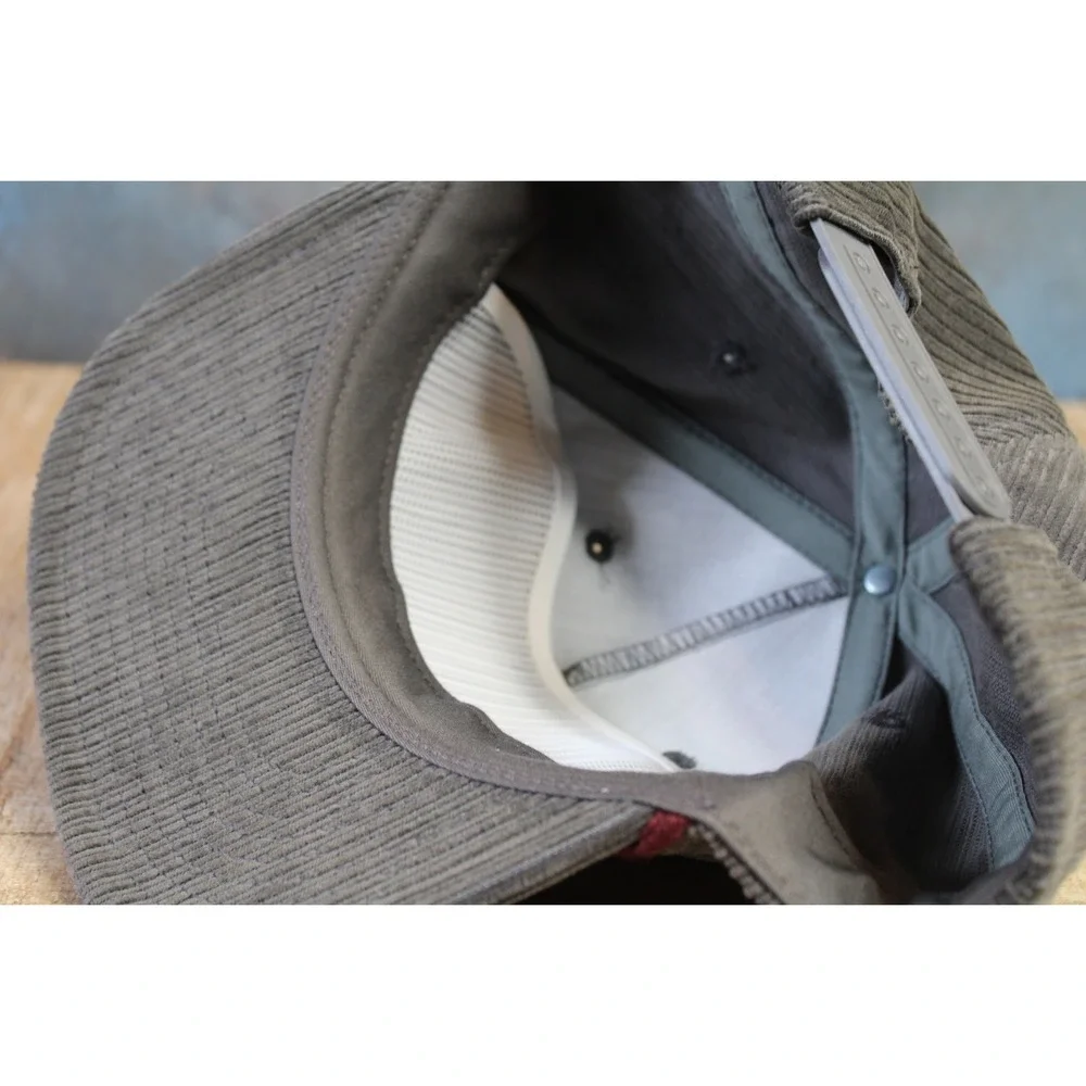 Heritage East Coast Supply Corduroy Snapback Hat Grey Burgundy Rope Trucker Cap